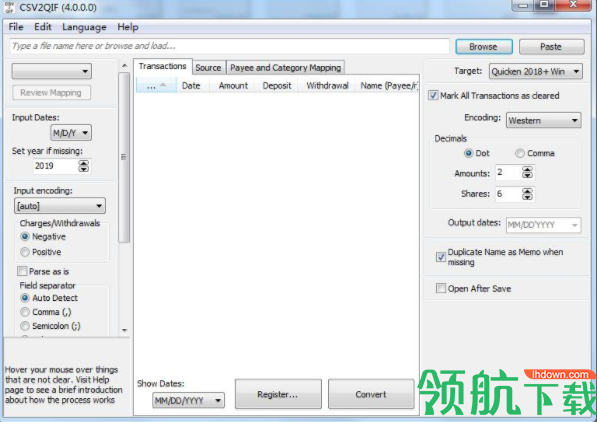 CSV2QIF文件格式转换官方版