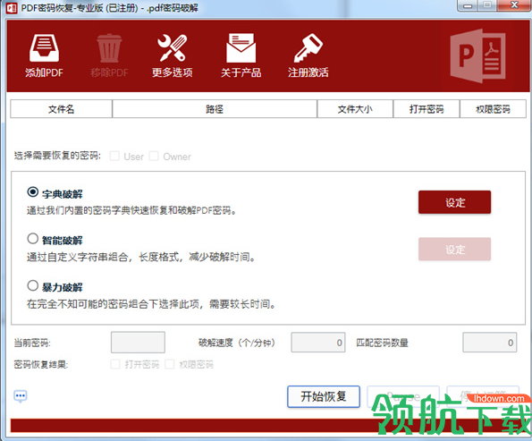 PDF密码恢复工具绿色版