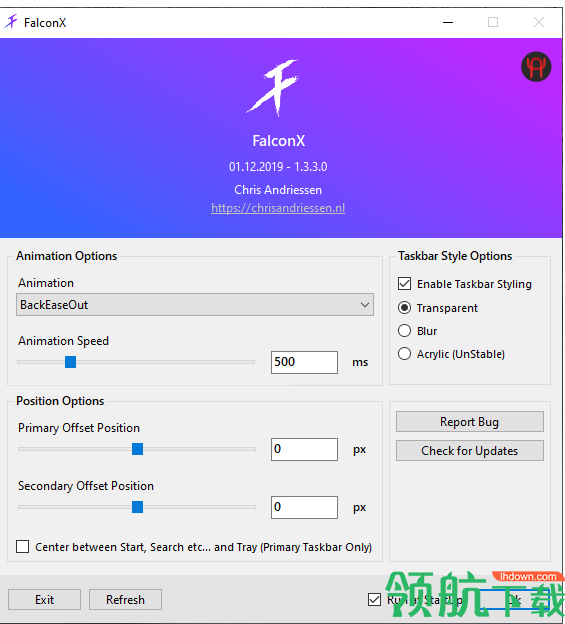 FalconX任务栏居中绿色版