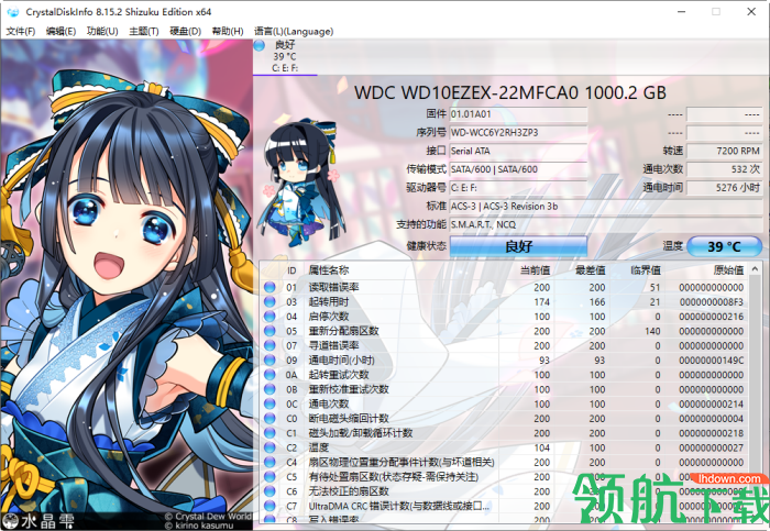 硬盘健康状况检测工具(CrystalDiskInfo)绿色版